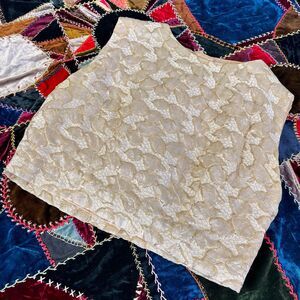 Vintage 50s/60s Puffy Textured Gold Lurex Crop  XS S